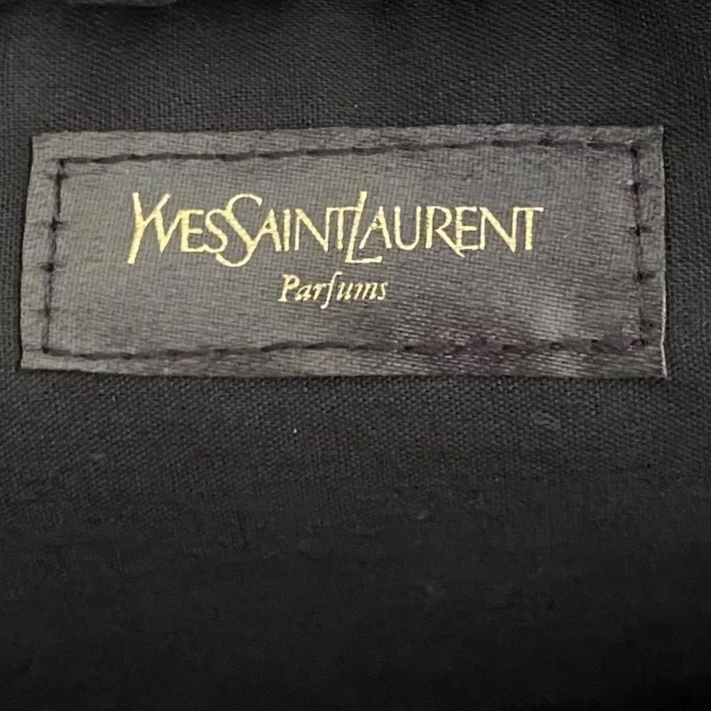 Yves Saint Laurent YSL Parfums Black Canvas Logo Wristlet/Pouch Gold Chain New - Picture 6 of 7